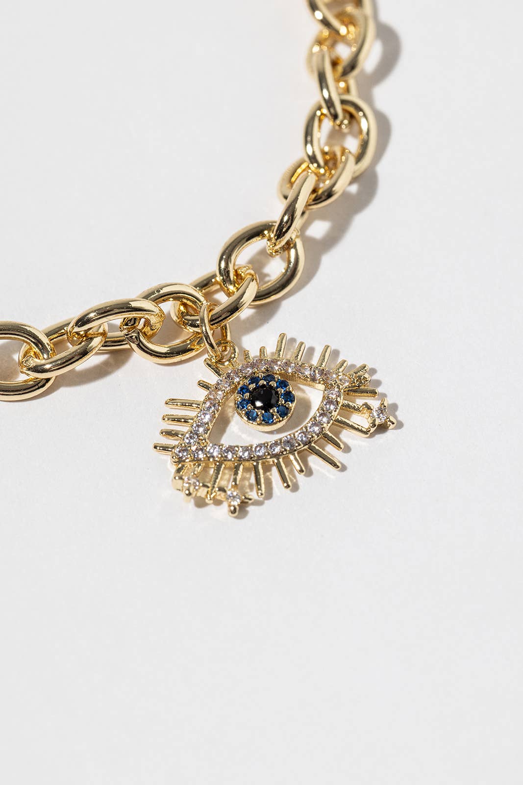 Pave Evil Eye Link Bracelet with Magnetic Clasp