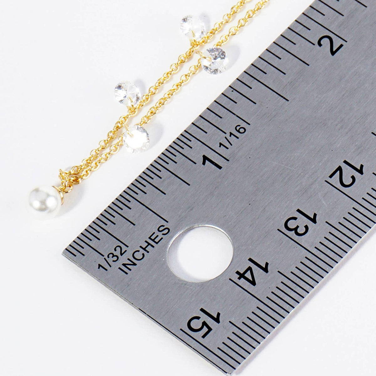 Dainty Pearl & Cubic Zirconia Charm Drop Anklet