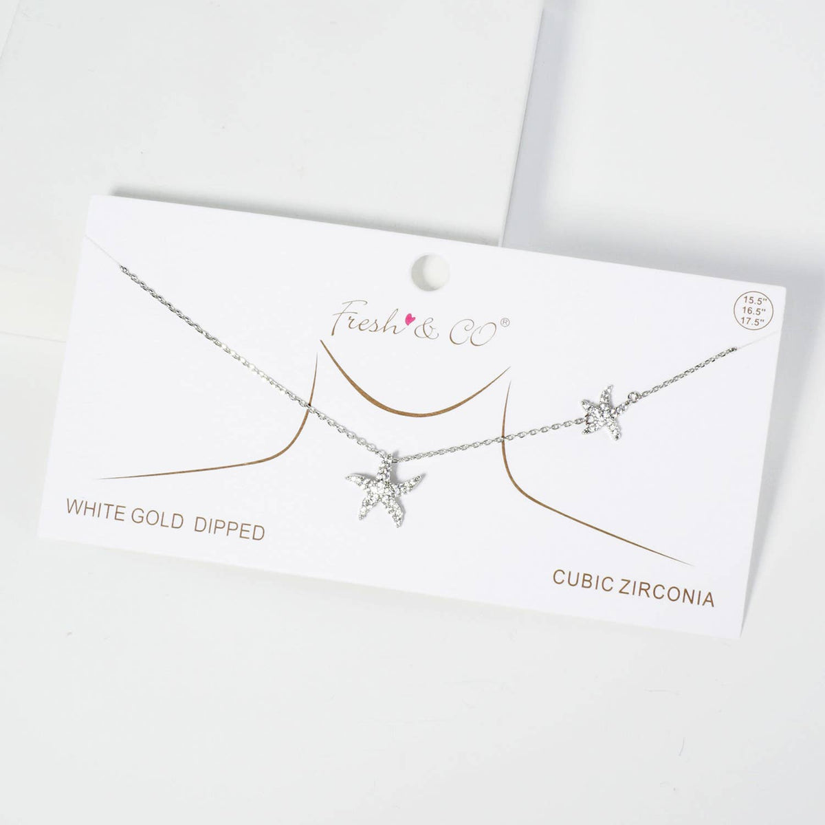 Gold Dipped Cubic Zirconia Pave Sea Life Starfish Necklace