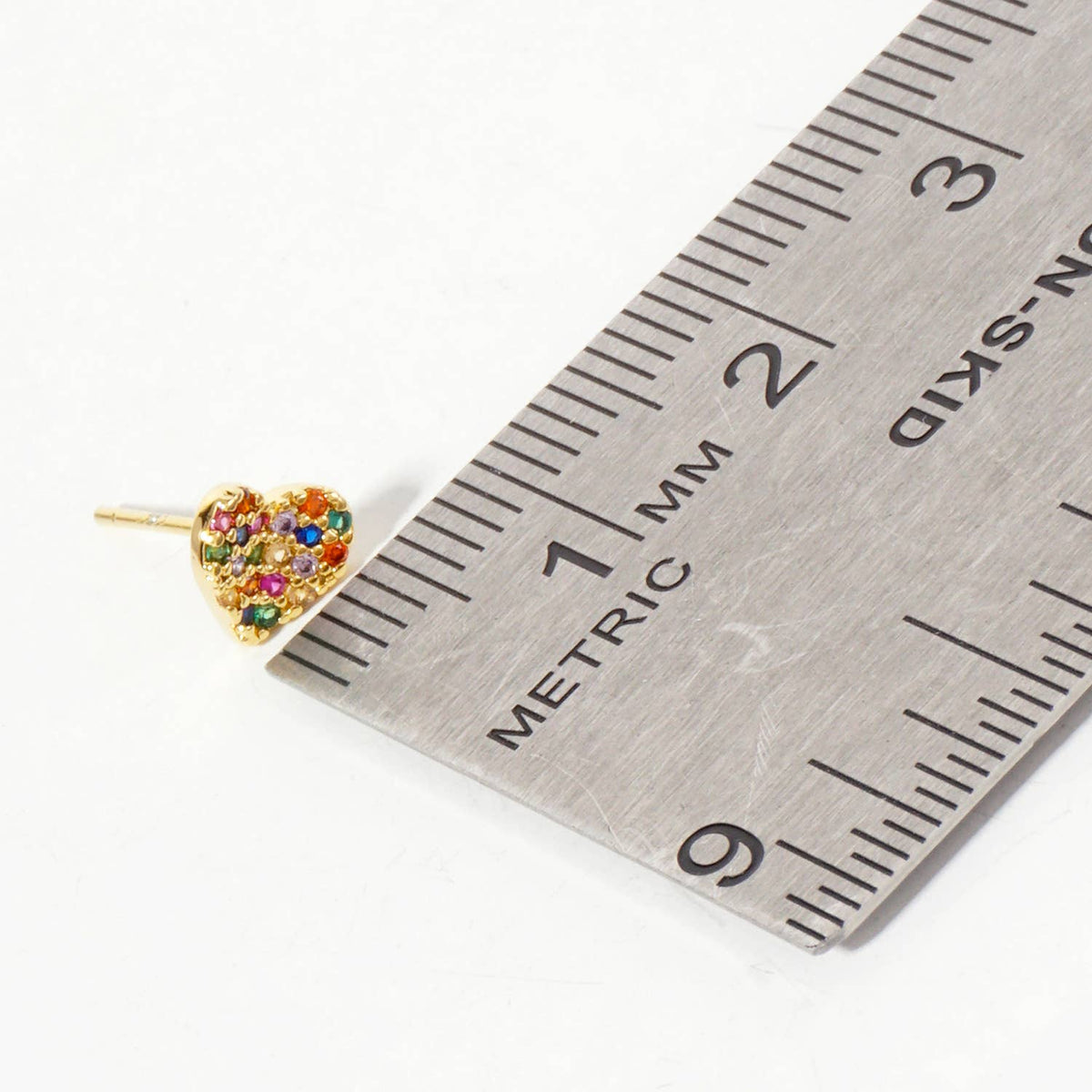 Pave-Set 6mm Tiny Heart 18K-Gold-Dipped Brass Earrings