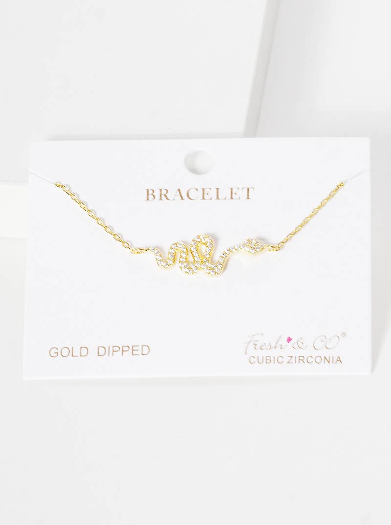 Minimalist Pavé Snake Charm Bracelet