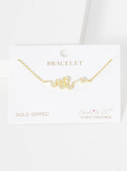 Minimalist Pavé Snake Charm Bracelet