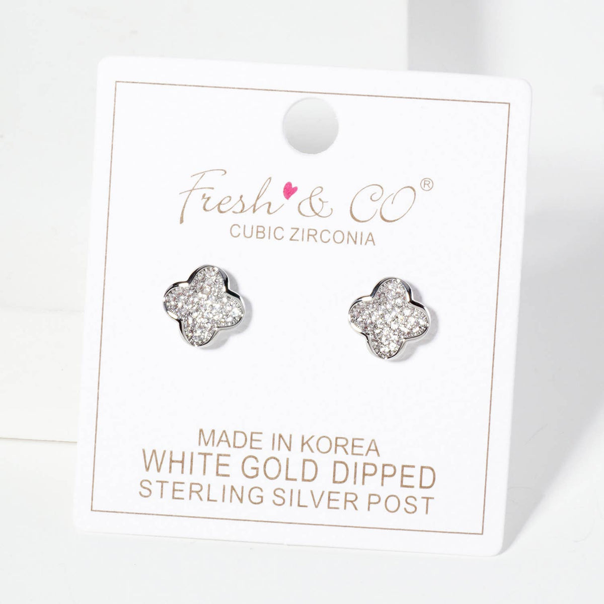 Pave-Set Quatrefoil 18K-Gold-Dipped Stud Earrings