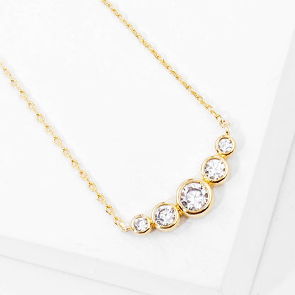 Graduated Five-Stone Bezel CZ Curve Necklace