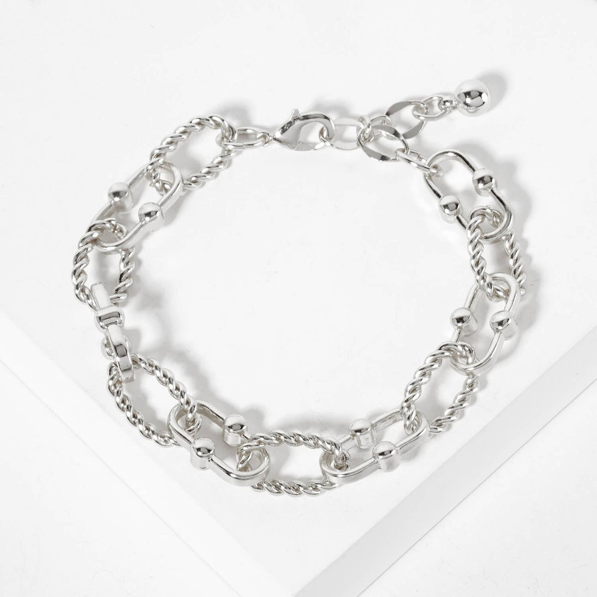 Mixed Texture U-Link Chain Bracelet