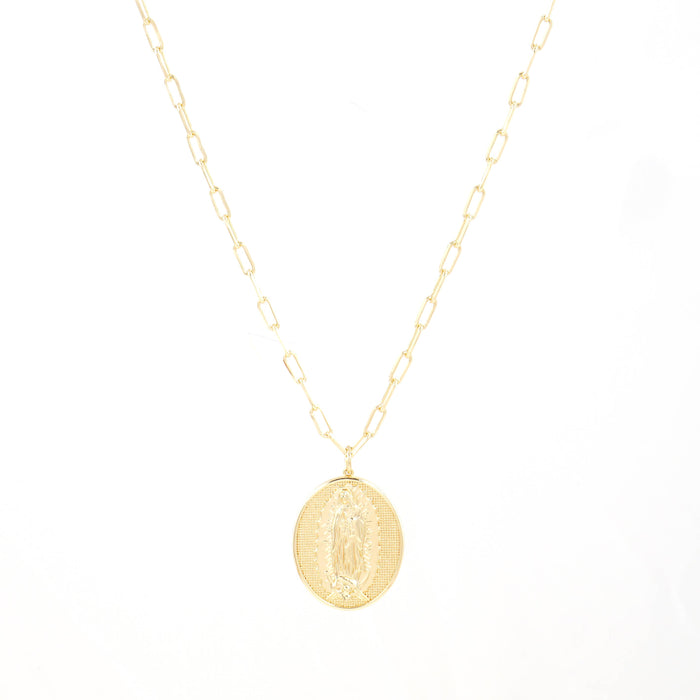 Gold Plated Virgin Mary Medallion Necklace