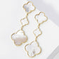 18K GOLD DIPPED THREE QUATREFOIL DROP DANGLE POST EARRINGS