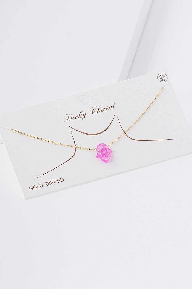 Gold Plated Opal Hasma Hand Necklace