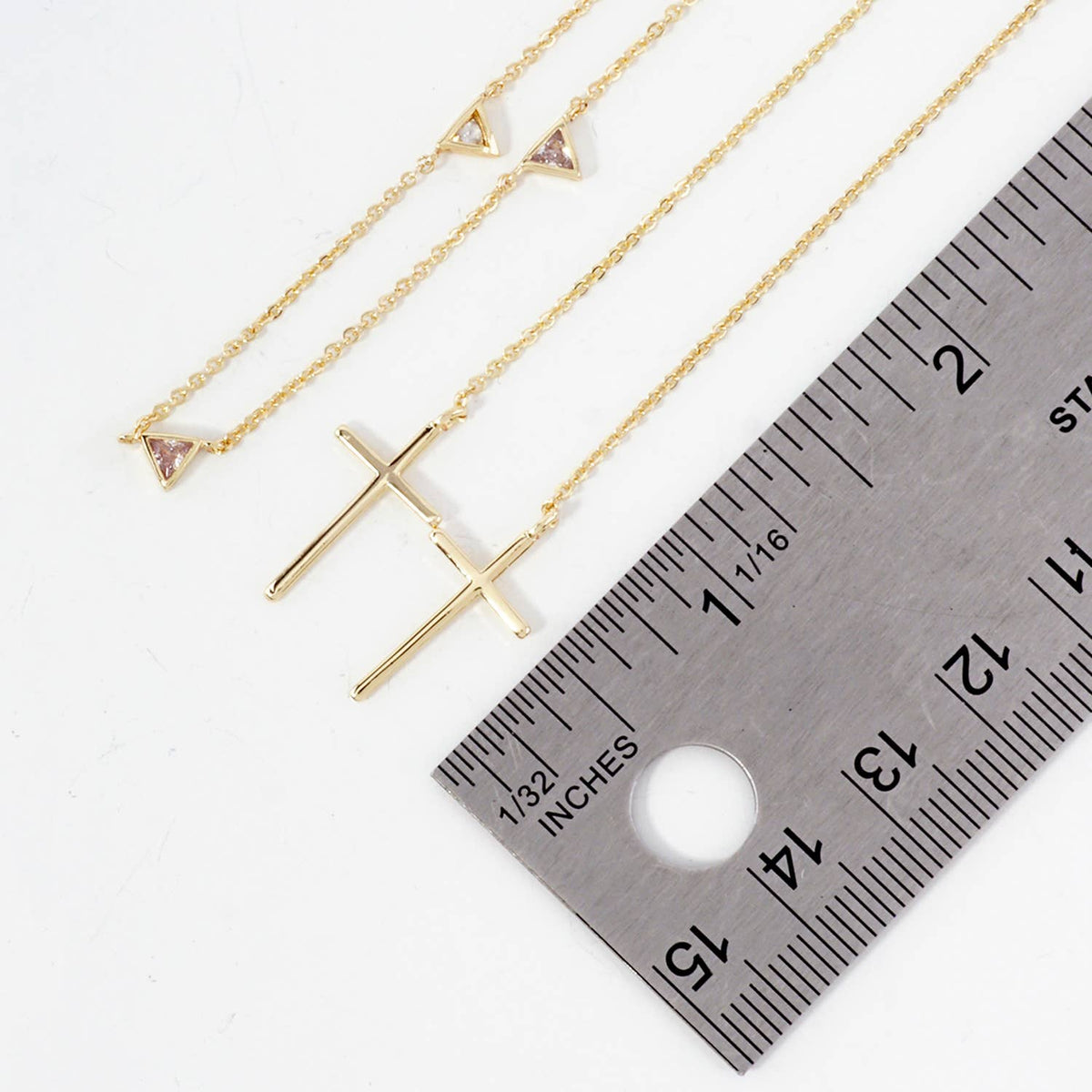 Satellite-Style Triangle & Cross Drop 18K-Gold-Dipped Face