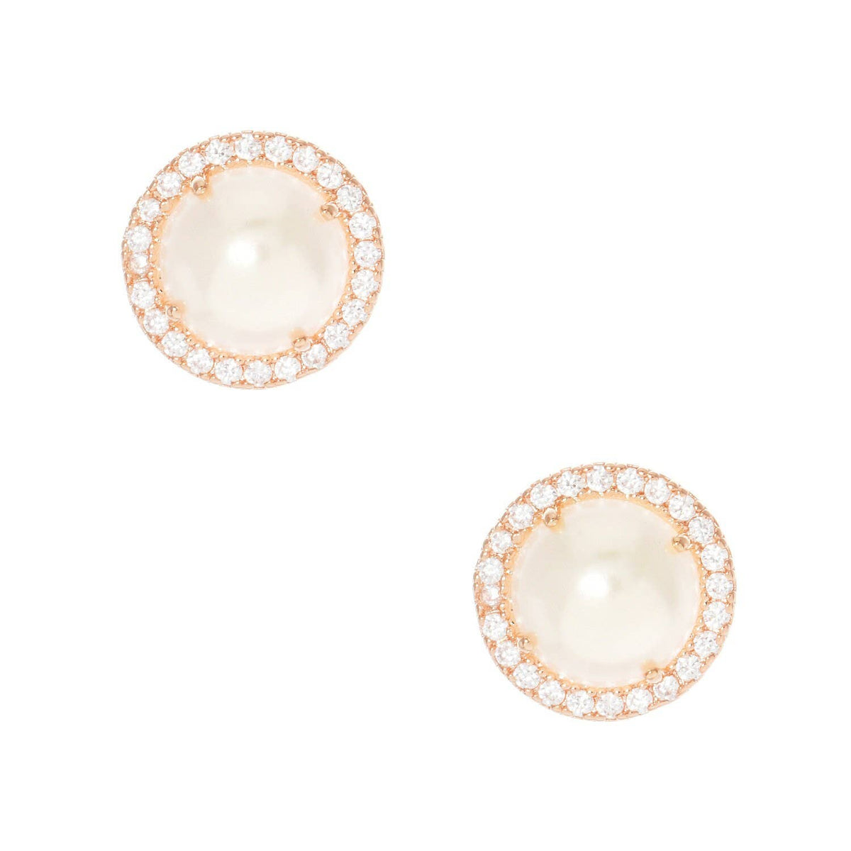 Gold Freshwater Halo Pearl Stud Earrings
