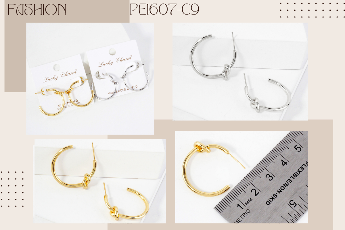 Polished Brass Delicate Knot Accent 25mm Hoop Earrings