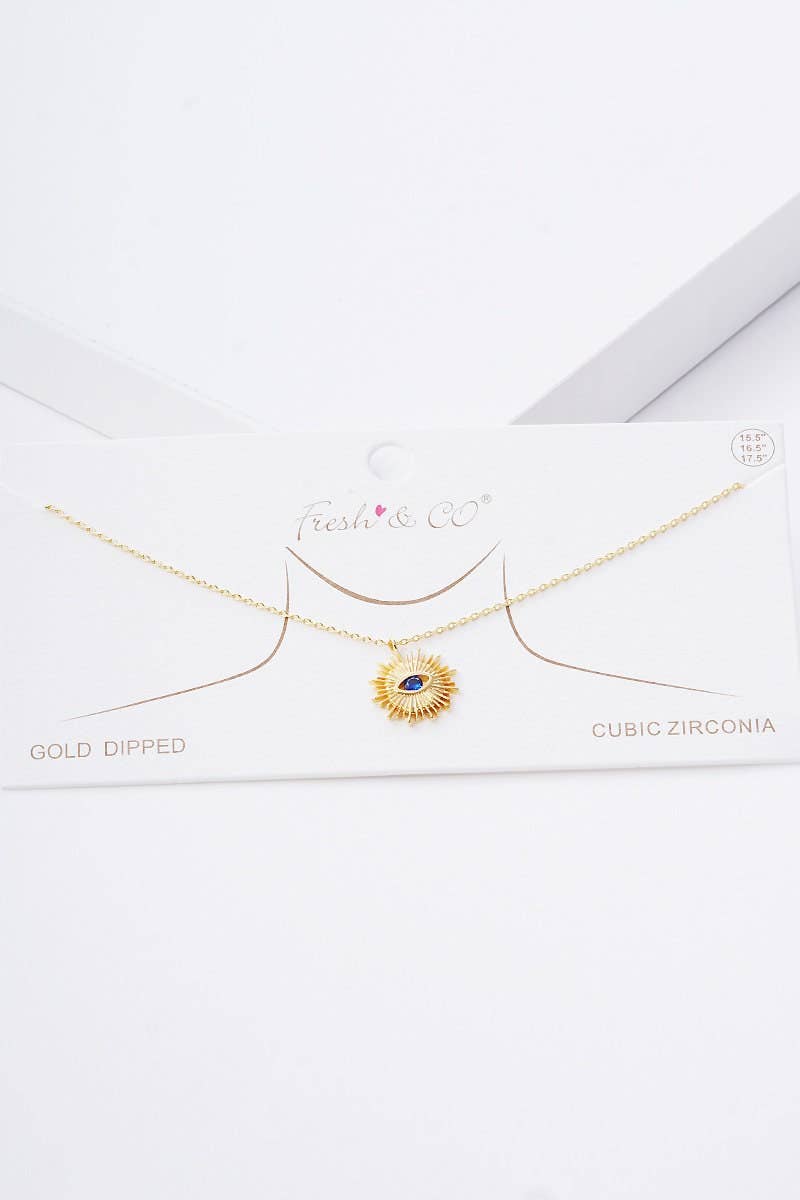 Gold Plated Evil Eye Sunburst Necklace