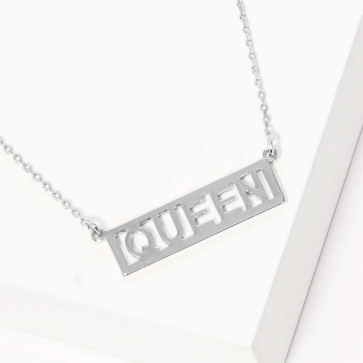 Gold Plated "Queen" Monogram Necklace