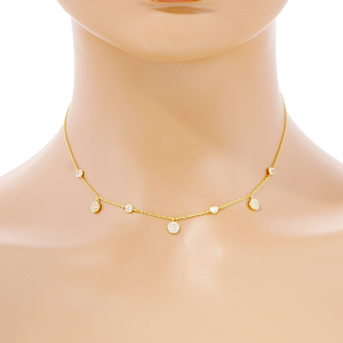 Gold Plated Multi Round Charm Necklace