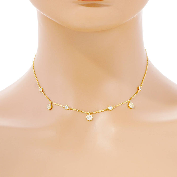 Gold Plated Multi Round Charm Necklace