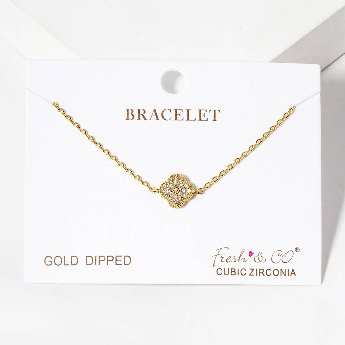 Minimalist Pavé Clover Charm Bracelet