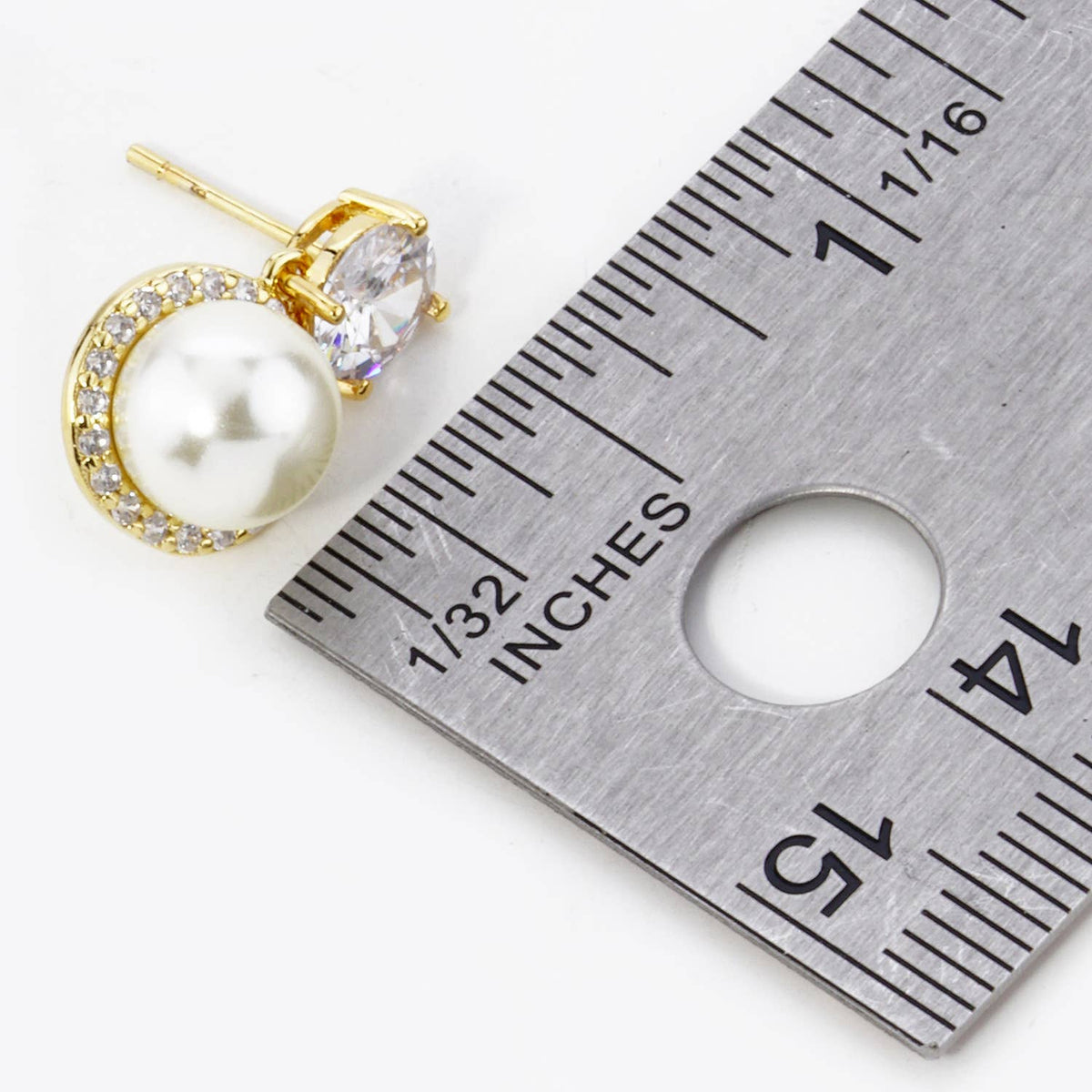 Bridesmaid Pearl & Cubic Zirconia Halo Drop Earrings