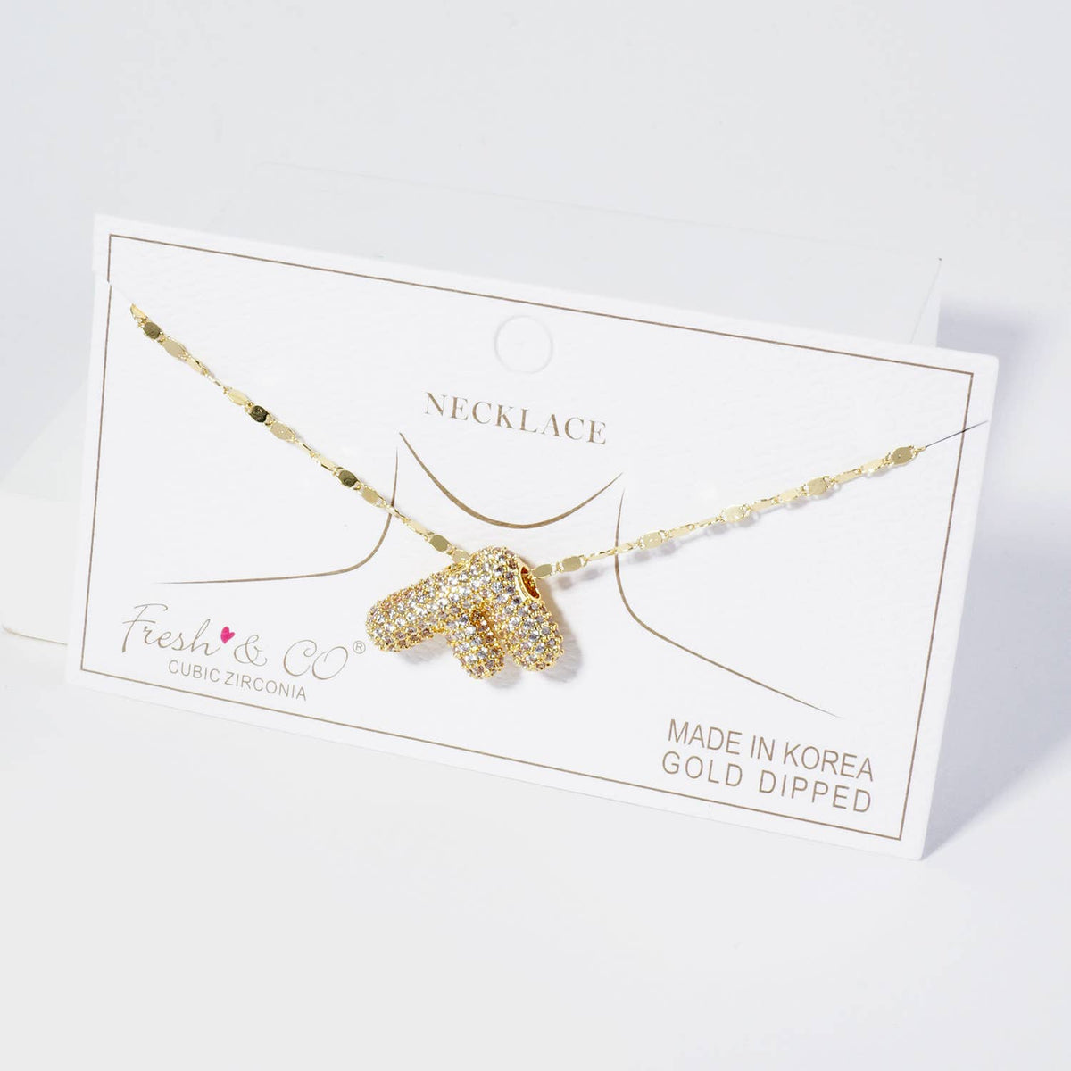 18K Gold Dipped Pave Set CZ Bubble Initial Pendant Necklace