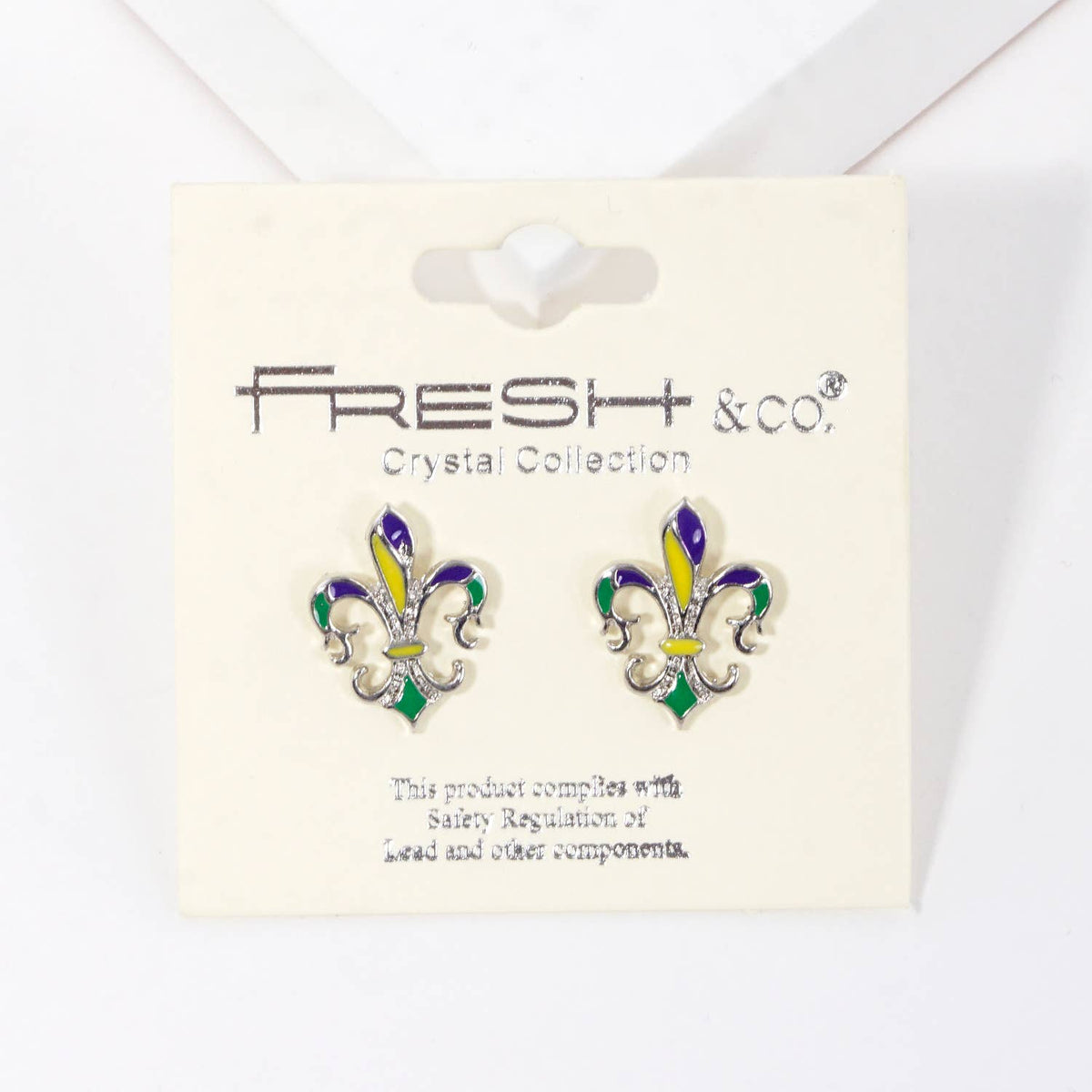 Gold Plated Mardi Gras Themed Post Earrings