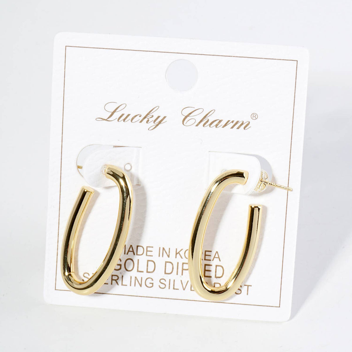 30mm Oval Hoop Earrings / 18K Gold Dipped