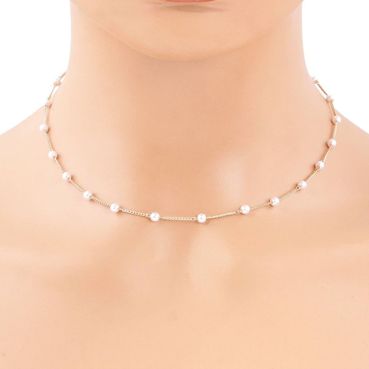 Bridesmaid Pearl Station Choker Necklace