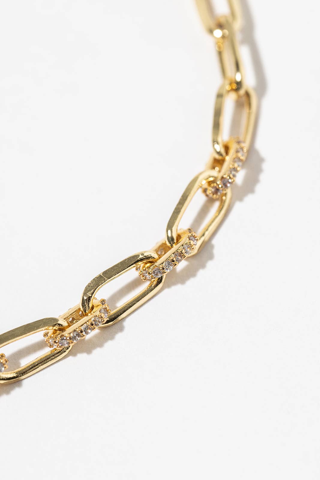 Cubic Zirconia Pave Link Paperclip Anklet