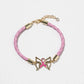 Pink Ribbon Butterfly Bracelet – Gold-Dipped Braided Charm