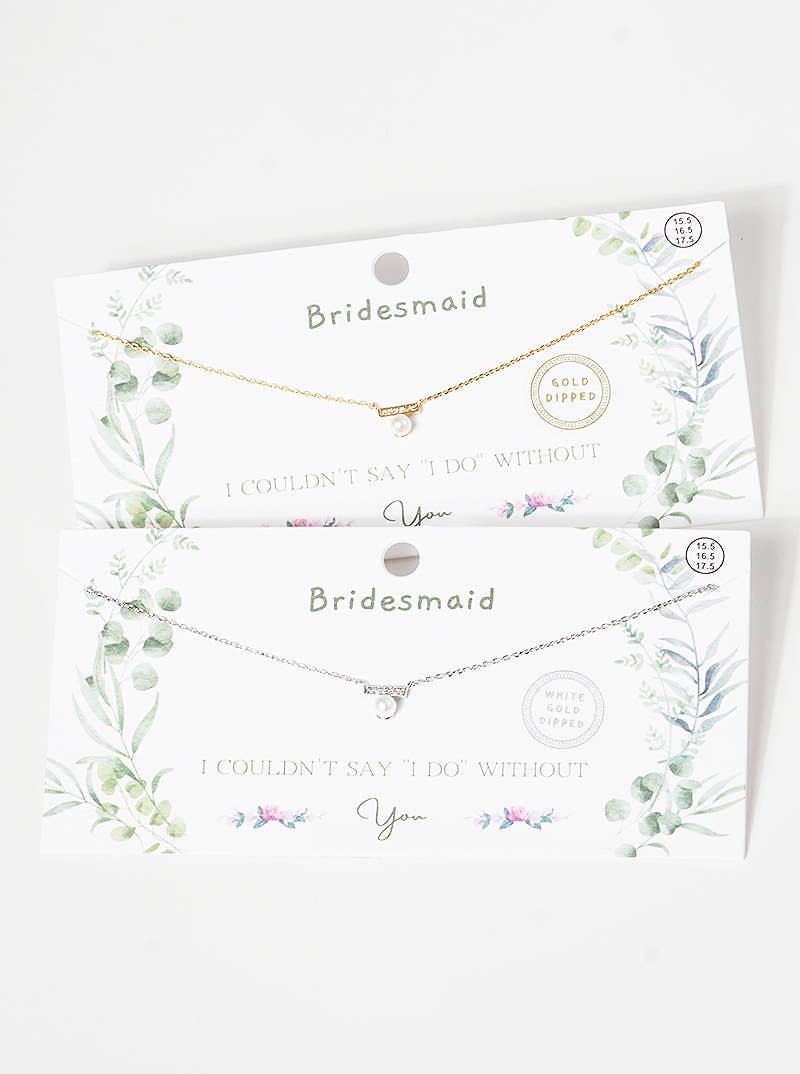 Bridesmaid Pearl & Crystal Bar Pendant Necklace