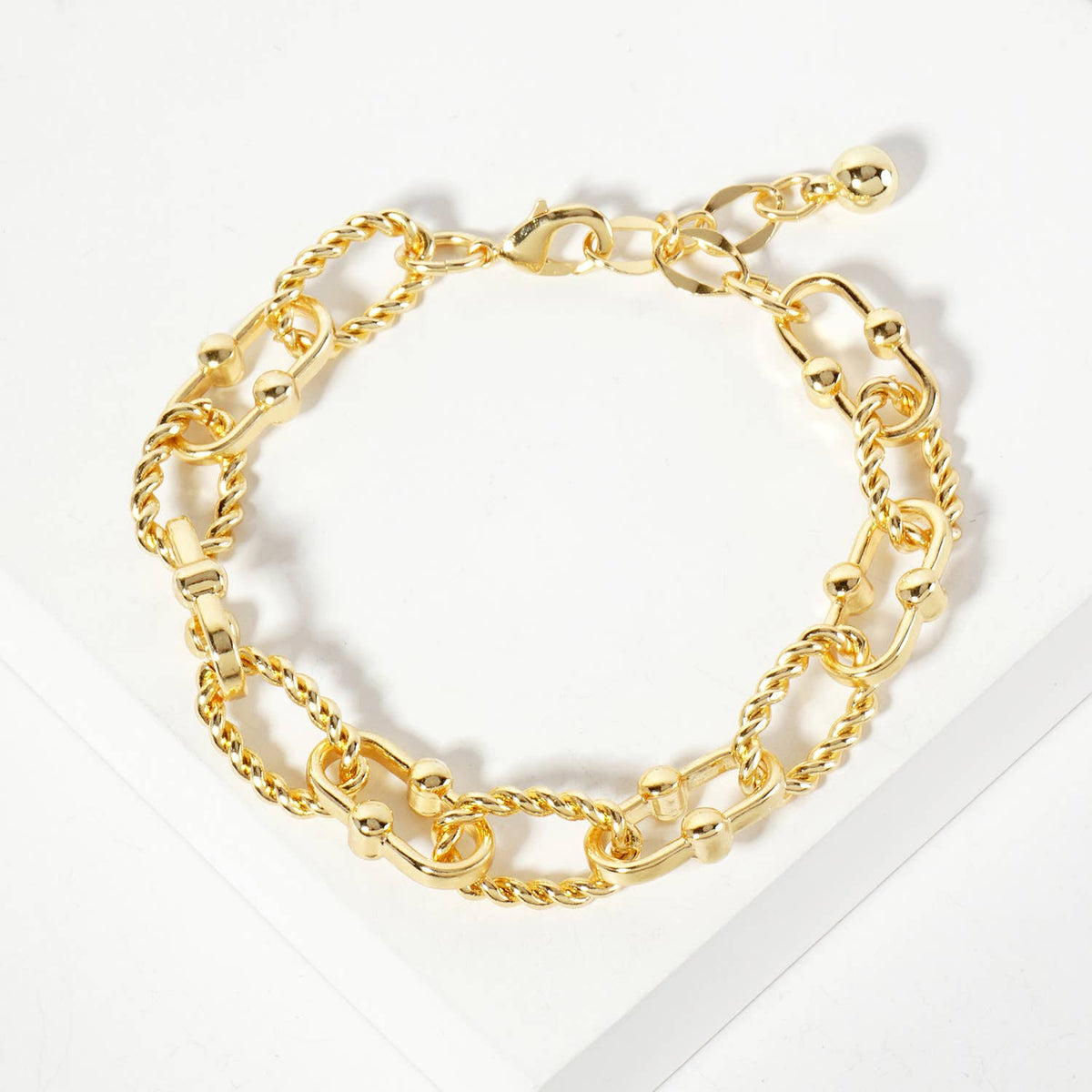 Mixed Texture U-Link Chain Bracelet