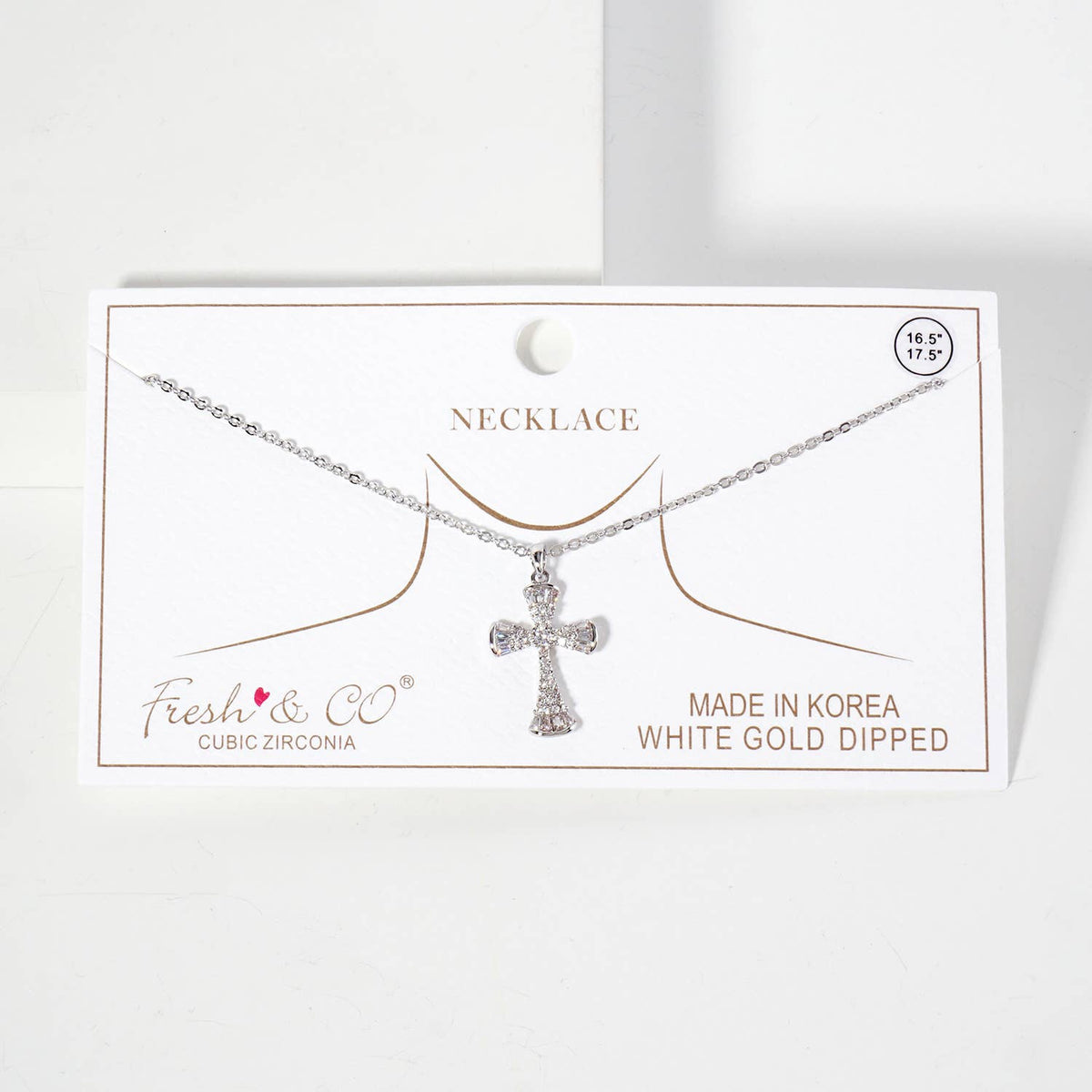 Pave-Set Cross Pendant 18K-Gold-Dipped Brass Necklace