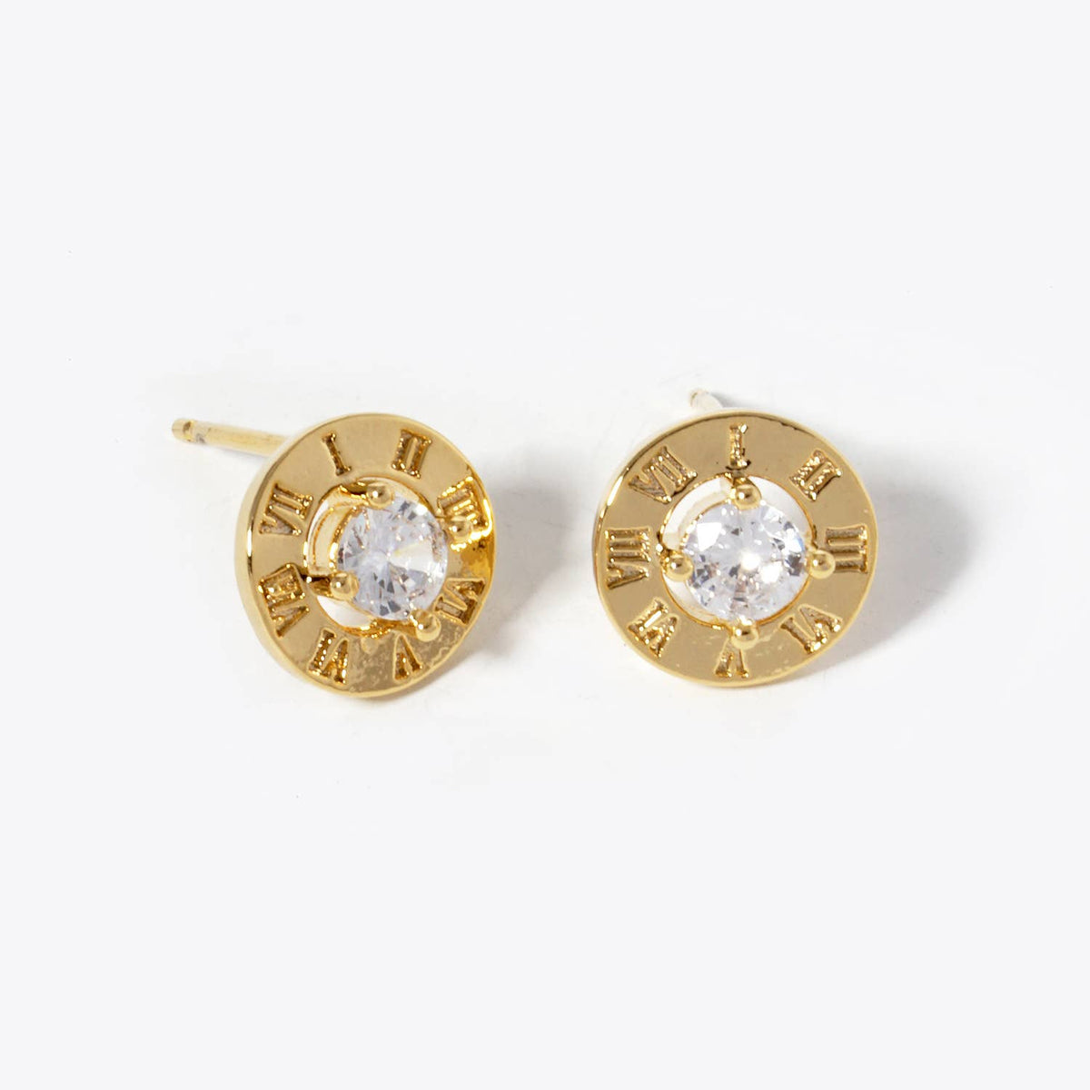 Gold Dipped Vintage Roman Numeral Stud Earring