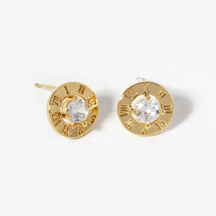 Gold Dipped Vintage Roman Numeral Stud Earring