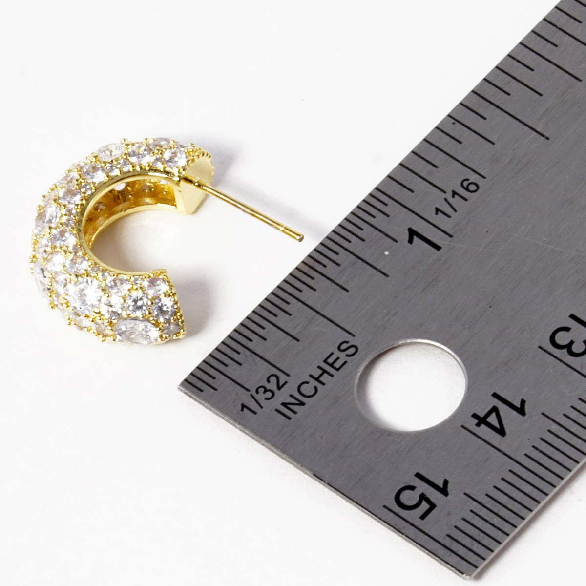 Dazzling Pave Cubic Zirconia Chunky Huggie Hoop Earrings