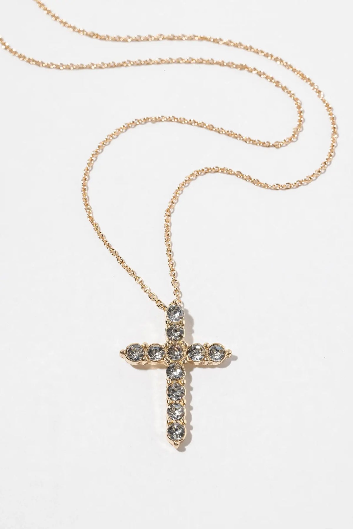 Bubble Cross Pendant Necklace – Large Round-Crystal Cross,