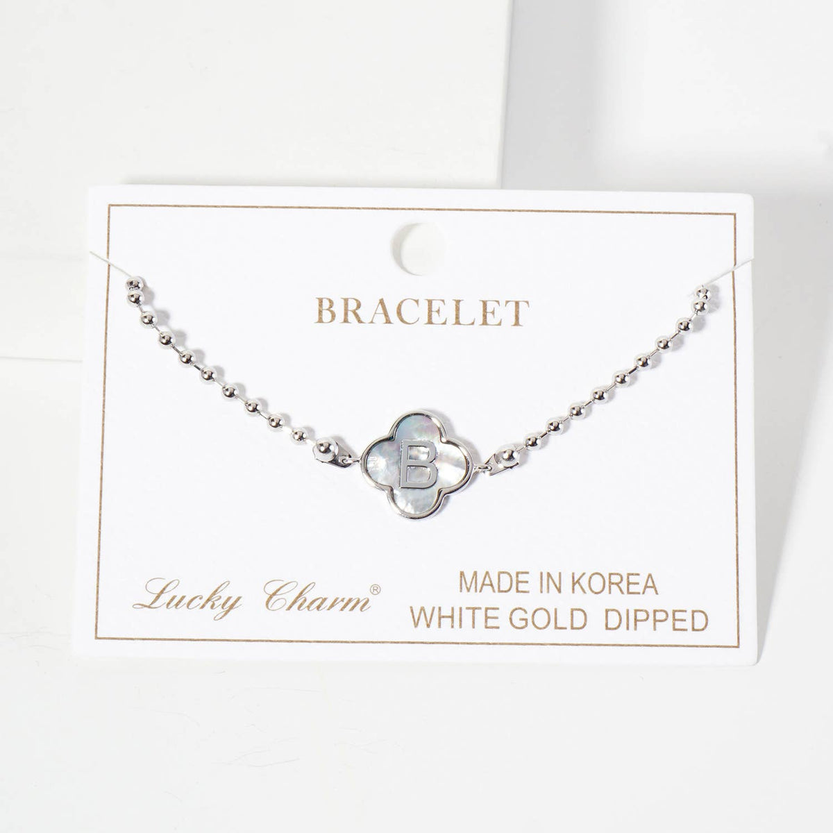 Dainty Gold Dipped Initial Clover Bracelet