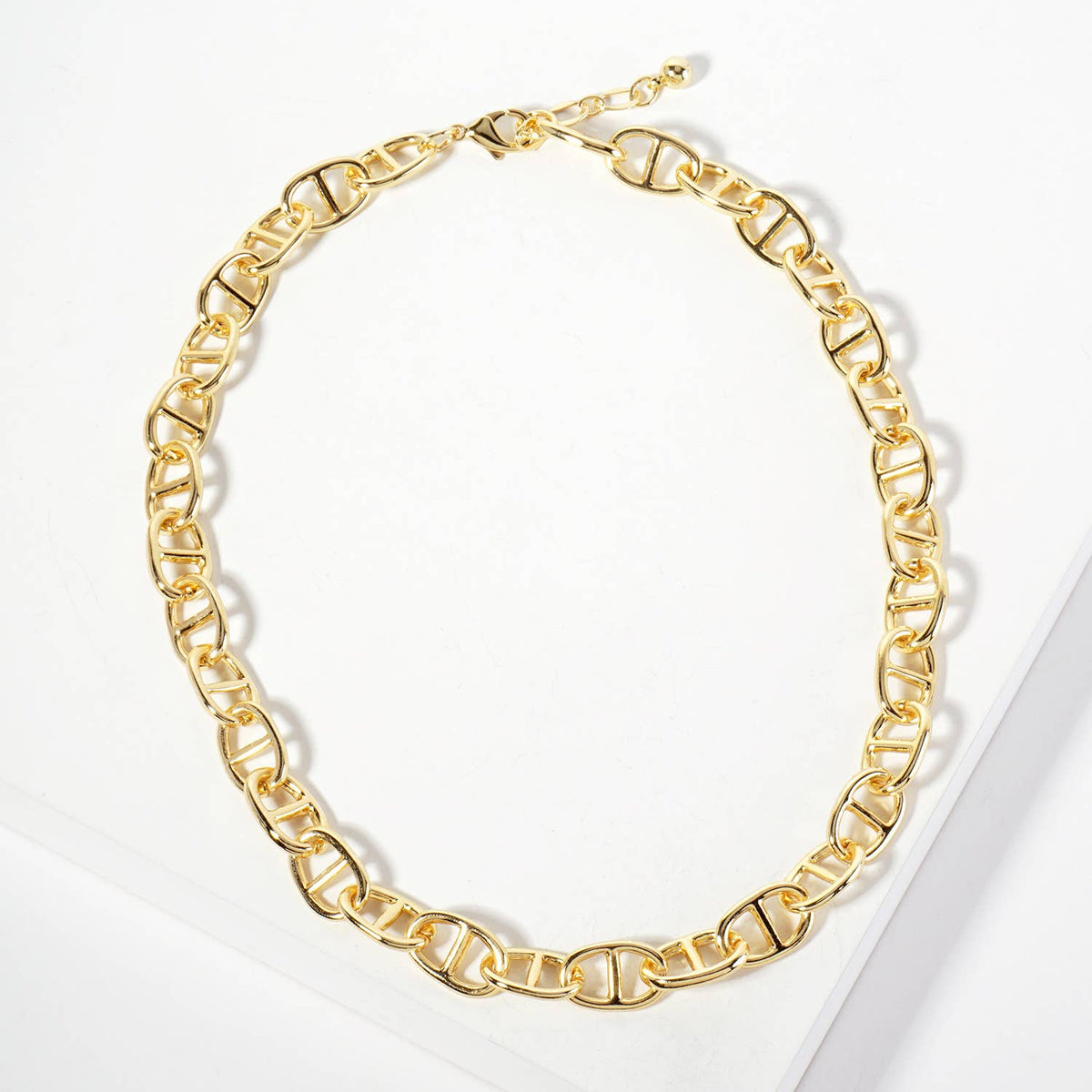 18K Gold Plated Bold Mariner Link Chain Necklace