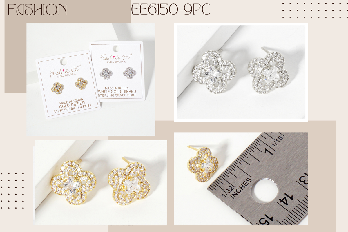 2mm Quatrefoil 18K-Gold-Dipped Stud Earrings
