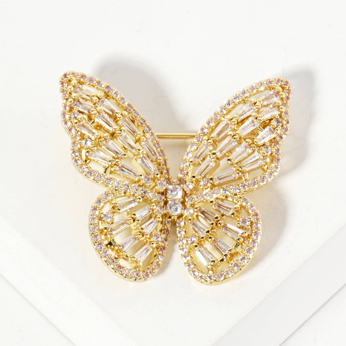 Butterfly Design 18K-Gold-Dipped Brass Brooch