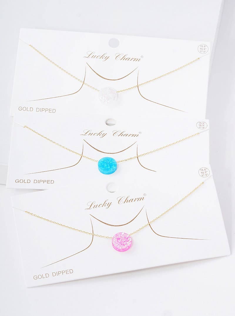 Gold Plated Opal Round Necklace