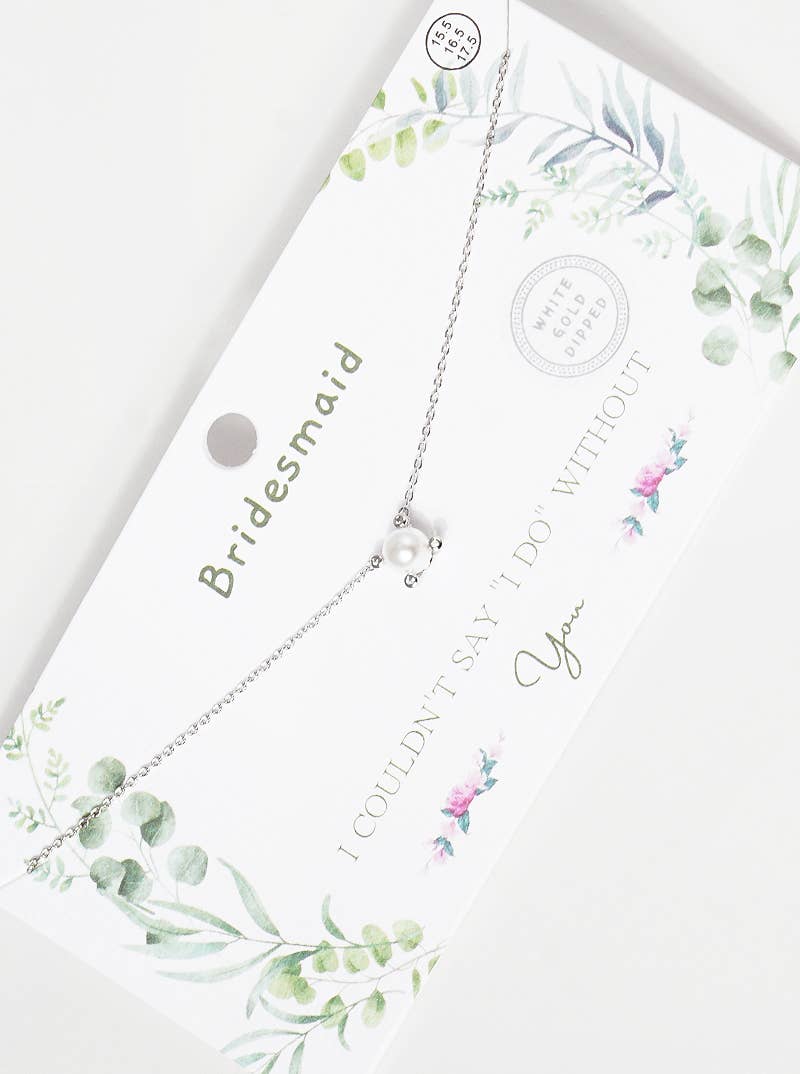 Bridesmaid Pearl and Crystal Pendant Necklace