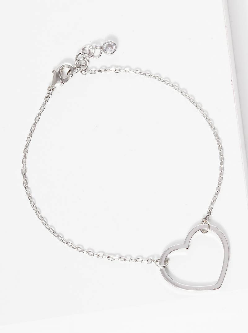 Minimalist Open-Heart Charm Bracelet