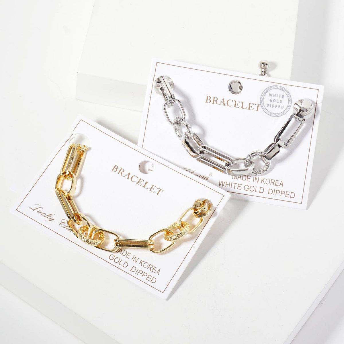 Mixed Texture U-Link Chain Bracelet
