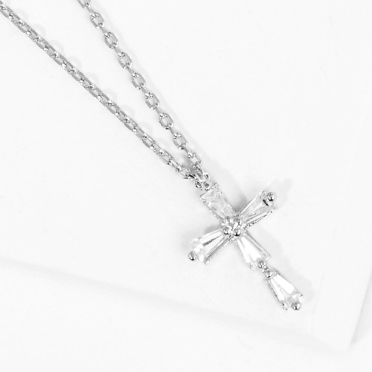 Baguette Crystal Cross Pendant Necklace