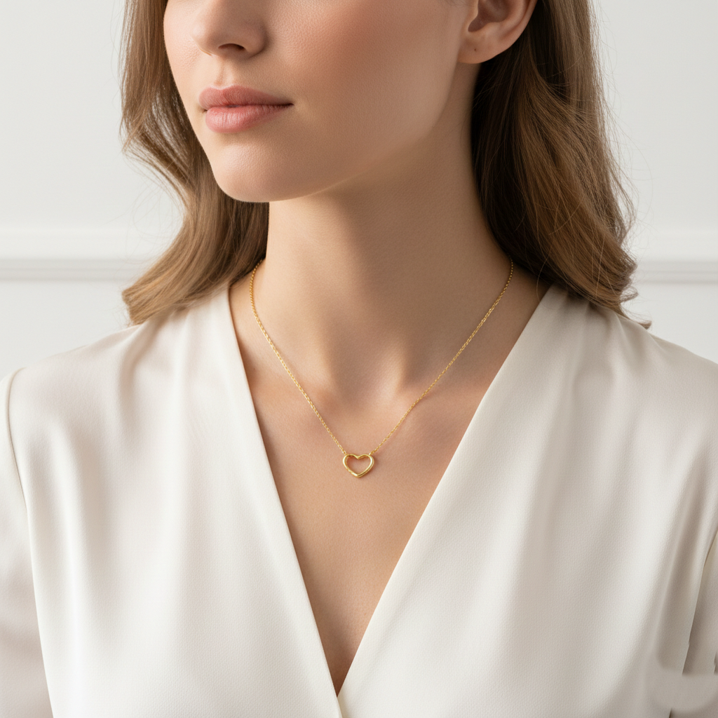 Minimalist Open Heart Pendant Necklace