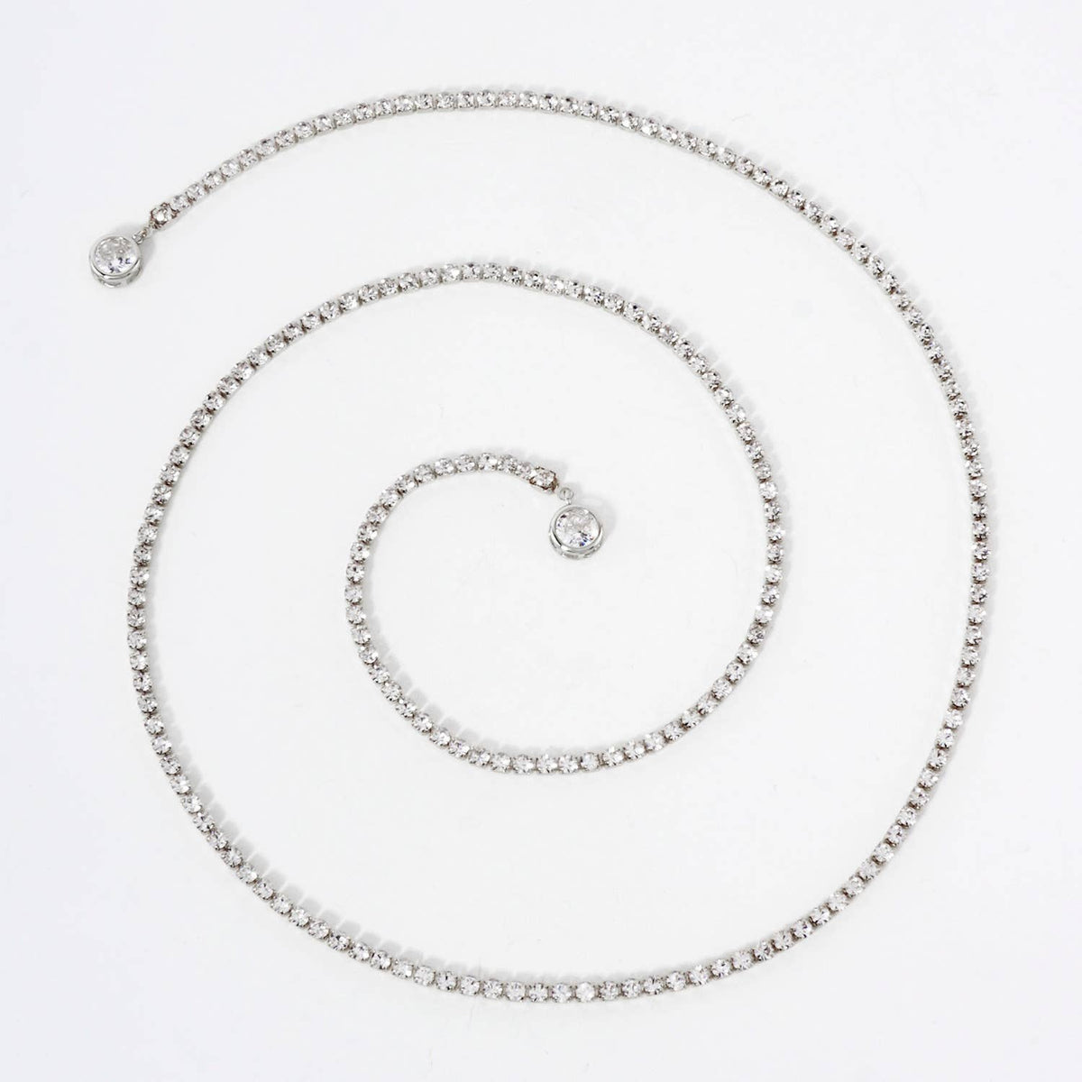 8mm Round Bezel-Set 18K-Gold-Dipped 3mm Crystal Face-Chain