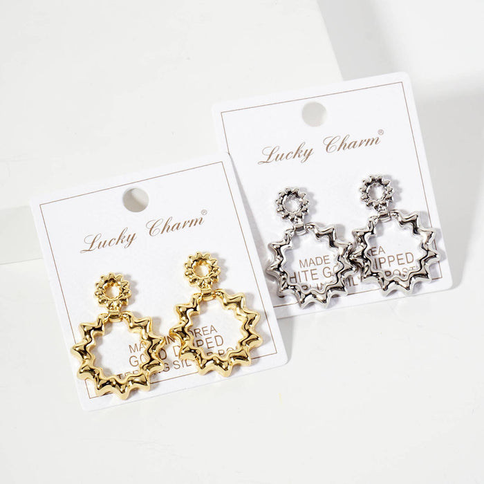 Polished Brass 18K-Gold-Dipped Ripple Wiggle Earrings