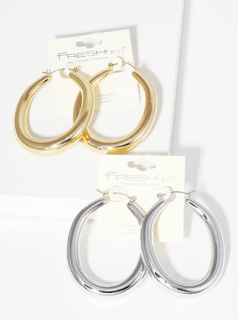 Gold Chunky Oval Huggie Earrings