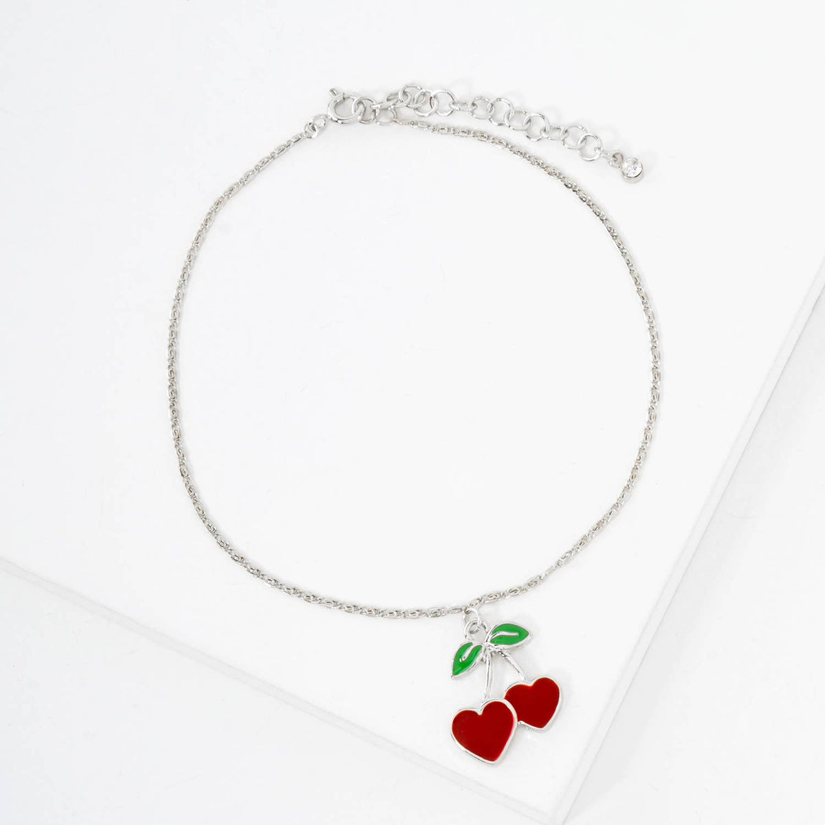 Enamel Heart-Cherry Dainty Anklet