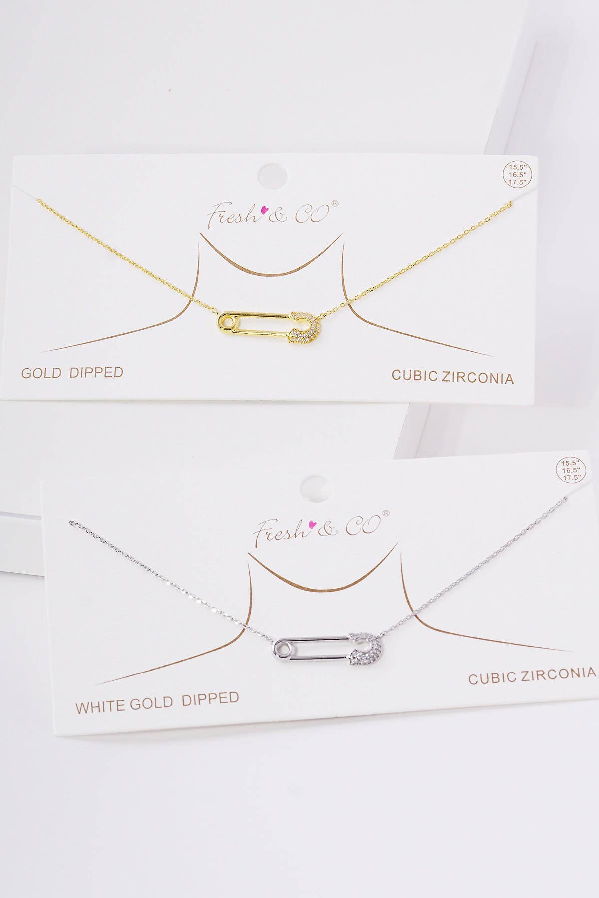 Gold Plated Safety Pin Necklace
