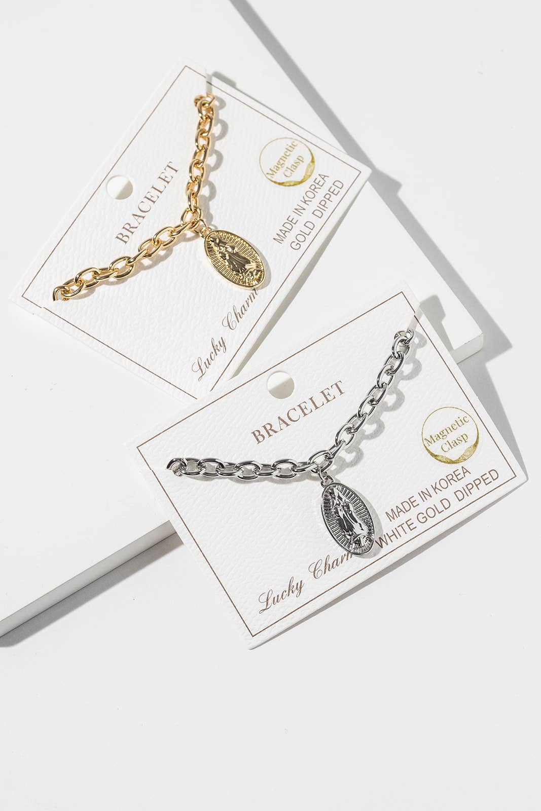 Magnetic Clasp Religious Oval Charm Bracelet